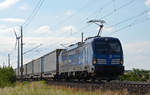 383 006 der CD Cargo schleppte am 27.06.18 einen KLV-Zug durch Niederndodeleben Richtung Braunschweig.