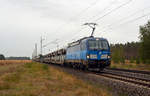 Mit einem BLG-Zug aus Tschechien nach Falkenberg(E) rollt 383 008 am 07.09.19 durch Marxdorf.
