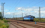 383 003 schleppte am 05.08.17 einen leeren Autozug durch Weißig (b.