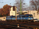 Die CD Cargo 383 004 und 005 wartet auf der Testfahrt in Komárom.