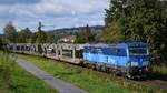 CDC 383 012-2 erreicht mit ihrem leeren Autotransportzug in Kürze Passau, aufgenommen am 30.09.2020.