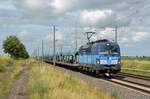 Am 30.06.21 führte 383 005 einen leeren BLG-Autozug durch Braschwitz Richtung Halle(S).