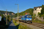 383 004 mit einem Autozug am 05.09.2017 bei Stadt Wehlen. 