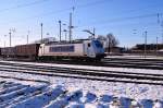 386 012-9 (CZ) der METRANS an einem sonnigen Wintertag bei der Einfahrt in Ruhland am 22.01.2016 .