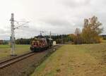 210 046 war am 31.10.23 mit einem Begleiterwagen in Bujanov zu sehen.