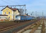 242 201 mit einem Os am 03.01.2014 bei der Einfahrt in Svihov.
