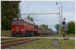 T679 1600  Sergej  war am 22.9.18 anlässlich des Tag der Eisenbahn in Budweis mit einem sehr langen Fotogüterzug Pn 54775 unterwegs.