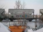 Am 7.1.2011 stand dieser Tschechische Getreidewagen in Bad Langensalza Ost.Er war mit Graffiti besprht.