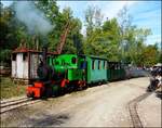 Schmalspurlok Henschel Fabia (Baujahre 1913)in der Skansen Solvay Steinbrüche nahe Bubovice am 22.9.2018. 