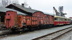 Güterwagen im Eisenbahnmuseum Lužná u Rakovníka. (April 2018)