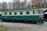 Die Elektrolokomotive 180 001-0 Anfang April 2018 im Eisenbahnmuseum Lužná u Rakovníka.