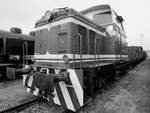 Die Diesellokomotive T 334 085 Anfang April 2018 im Eisenbahnmuseum Lužná u Rakovníka.