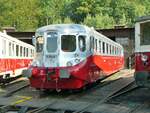 Historischer Museumstriebwagen M 260.001 im Eisenbahnmuseum Lužná u Rakovníka, fotografiert am 10.09.2016