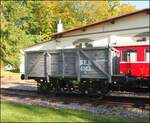 Restaurierte Güterwagen K 4012, B.E.B. Buschtehrader Eisenbahn, 10. 10. 2021 im Eisenbahnmuseum Lužná u Rakovníka.