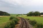 Streckenabschnitt der Lokalbahn Moravske Budejovice - Lemnice, Blickrichtung Lemnice, kurz vor dem Bf.