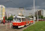 Ein T3SUCS-Tandem erreicht gerade die Endstelle Sidliste Repy.(14.05.2012)