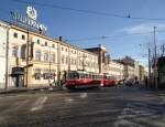 Die Tatra Straßenbahn in Praha-Smíchov am 13.01.15