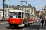 Tatra T3R.P - Wagen 3037 zusammen mit unzähligen Wagen auf der Brücke Most legii.