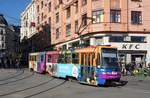 Tschechien / Straßenbahn (Tram) Brno / Brünn: Tatra K2R.03-P - Wagen 1030 von Dopravní podnik města Brna a.s. (DPMB), aufgenommen im März 2017 am Hauptbahnhof der tschechischen Stadt Brünn. 