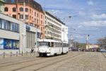 Am 5. Mai 2016 ist TW 1126 als Linie 2 zwischen hlavní nádraží (Hauptbahnhof) und Nové sady unterwegs.