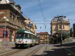 Ein T3M-Tandem gefhrt von Tw.68 in der Masarykova ul.im Zentrum von Liberec.(18.05.2012)