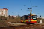 Tw.315 bei der Ausfahrt aus der Wendeschleife Velebudicka. (20.03.2019)