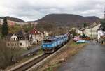753 764-0 und 753 765-7 zu sehen mit einem Sandzug am 28.03.24 in Děčín.