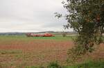T 444 162 und T 444 0255 als Os 98121 von Lužná u Rakovníka nach Kolešovice zu sehen am 04.10.25 bei Kněževes.