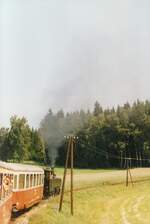 CSD U47 001 (B'B n4vt, ex SDZ 391, Hersteller Henschel, Baujahr 1906, Fabriknummer 7930) am 03.Juli 1993 zwischen Kamenice nad Lipou und Chvalkov.