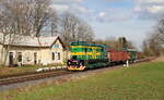 Am 11.3.24 in Nachmittagssonne konnte die Übergabe Mn 84069 mit einem leeren Eas und einem Begleiter Waggon aufgenommen werden.