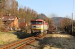 751 173 ZSSK Cargo (Rabbit Rail) zu sehen am 25.03.22 mit einem leeren Holzzug in Olovi Richtung Kraslice.