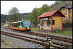 GW Train Regio Swinger 818248-7 war am 28.04.2024 im Pendelverkehr zwischen Marienbad und Karlsbad auf der eingleisigen Strecke via Becov nad Teplou im Einsatz.