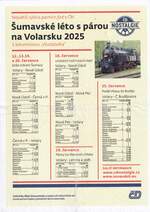 Šumavské léto s párou 2025 na Volarsku Železniční trať České Budějovice – Černý Kříž  Strecke 194, hier der Plan