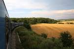 Streckenabschnitt der Bahnlinie Brno - Jihlava zwischen den Stationen Rapotice und Kralice nad Oslavou am 28.Juli 2018.