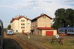 Aufnahmsgebäudes des Bahnhof Okrisky am 28.Juli 2018.