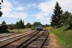 CD 810 519-9 wendet am 06.Juli 2019 im Bahnhof Zborovice vom Os 13909 aus Kromeriz auf den Os 13910 nach Kromeriz.