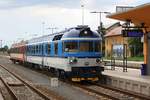 CD 854 209-4 fährt am 03.August 2019 in den Bahnhof Veseli nad Moravou ein.