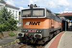 Ein privater Taucherbrill in Decin hl.n. am 23 Mai 2015: AWT (Advance World Transport) 753 706 steht parkiert ins Bahnhof.