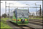 VT 44 Die Länderbahnen erreicht hier am 19.04.2023 um 15.33 Uhr auf der Fahrt nach Jirkov den Bahnhof Brezno u Chomutova.