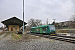 VT 841677-7 von GWTrain wartet hier am 2.4.2026 im Bahnhof Cesky Krumlov auf Fahrgäste.