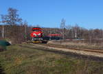 Die 724 70- IDS mit einem vollem Kohlezug von Nove Sedlo nach Citice als Pn69002 am 18.02.2019 bei Einfahrt in den Anschluss zum Kraftwerk.  