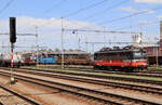 Kleine Lokparade in Breclav an einem sonnigen Nachmittag vom Bahnsteig aus gesehen. Breclav, 12.6.2023