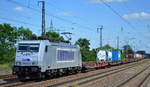 METRANS Rail s.r.o., Praha [CZ] mit  386 039-2  [NVR-Nummer: 91 54 7386 039-2 CZ-MT] und Containerzug am 15.06.20 Bf.