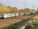 METRANS Rail s.r.o., aus Praha  mit 386 009-5 (NVR-Nummer: 91 54 7386 009-5 CZ-MT) und Containerzug auf dem südlichen Berliner Aussenring bei Diedersdorf am 13.