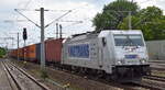 METRANS Rail s.r.o., Praha [CZ] mit ihrer  386 005-3  [NVR-Nummer: 91 54 7386 005-3 CZ-MT] und einem Containerzug am 24.07.23 Höhe Bahnhof Luckenwalde.