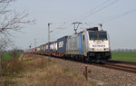 186 187 führte am 03.04.16 einen Containerzug durch das Zerbster Umland Richtung Osten.