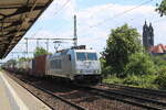 Metrans 386 028-5 mit einem KLV Richtung Dresden Hbf, am 06.08.2026 in Dresden-Strehlen.