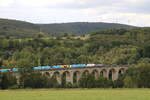 PKP Cargo unterwegs mit dem Clip-KLV auf dem Viadukt in Altenbeken, beladen mit Amazon Aufliegern ging es am 10.9.26 in Richtung Kassel  