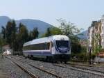 Triebzug DM15008 (Hyundai-Rotem 2008)unterwegs von Aydin nach Izmir bei der Einfahrt in Selcuk.