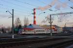 Blick auf das Lok Depot und die Lokomotiv Werkstätten in Lemberg am 16.2.2008.
Vorn steht ein interessanter Triebwagen, wie man uns sagte, ein Einzelstück.